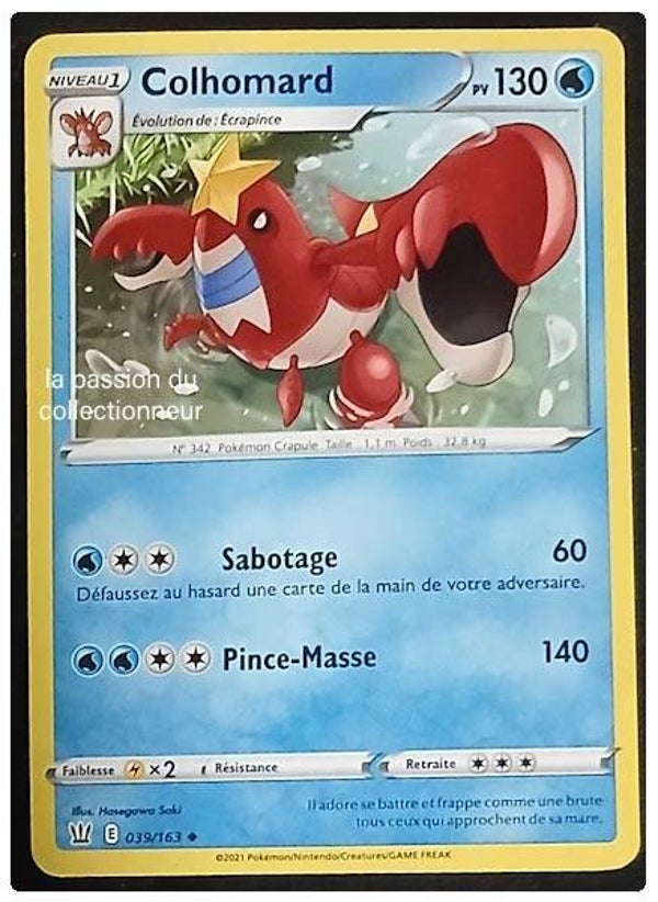 Carte pokémon de Colhomard 039/163