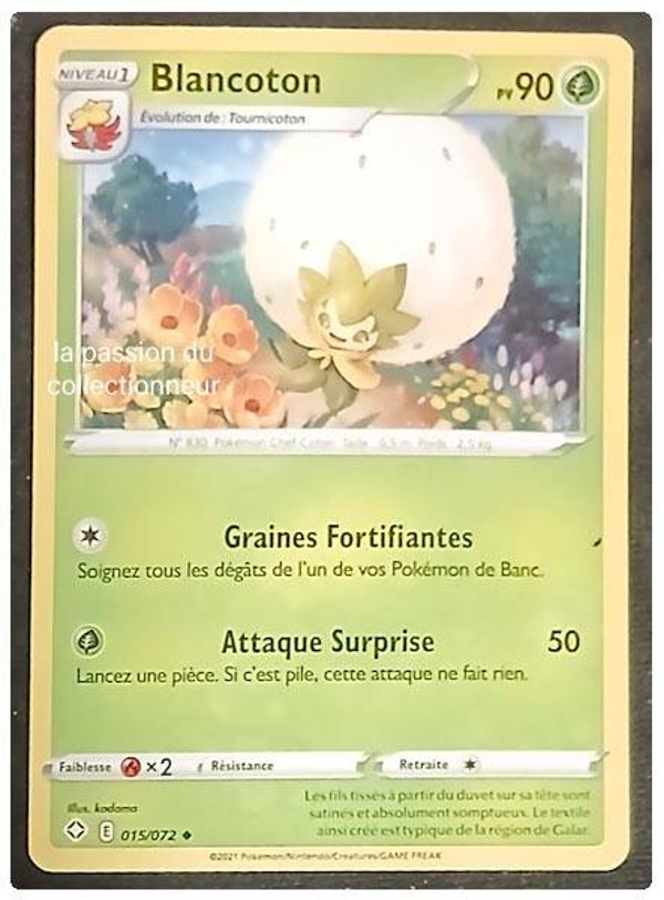 Carte pokémon de Blancoton 015/072