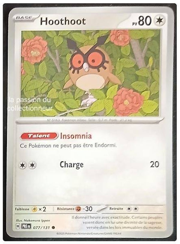 Carte pokémon de Hoothoot 077/131