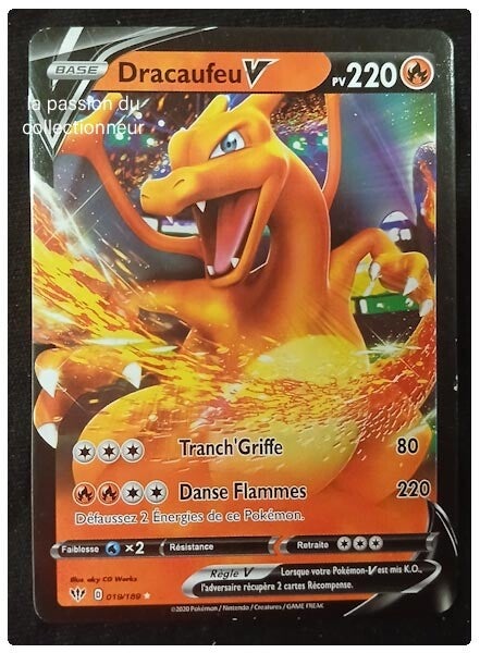 Carte pokémon de Dracaufeu V 019/189