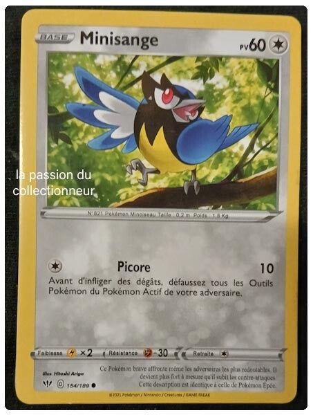 Carte pokémon de Minisange 154/189