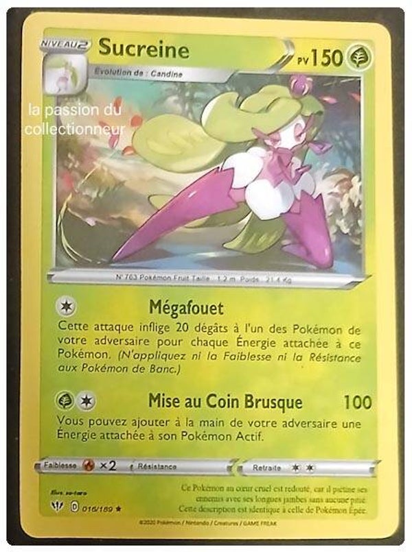 Carte pokémon de Sucreine 016/189 rare
