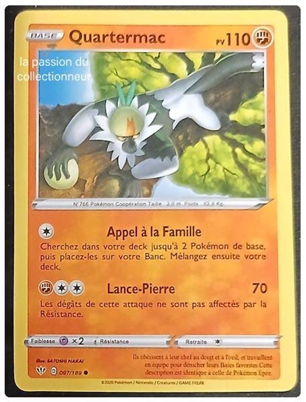 Carte pokémon de Quartermac 097/189 commune