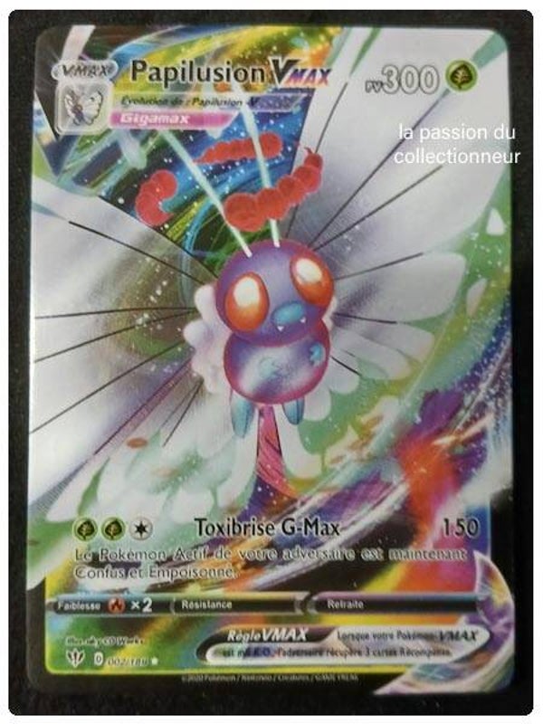 Carte pokémon de Papilusion VMAX 002/189