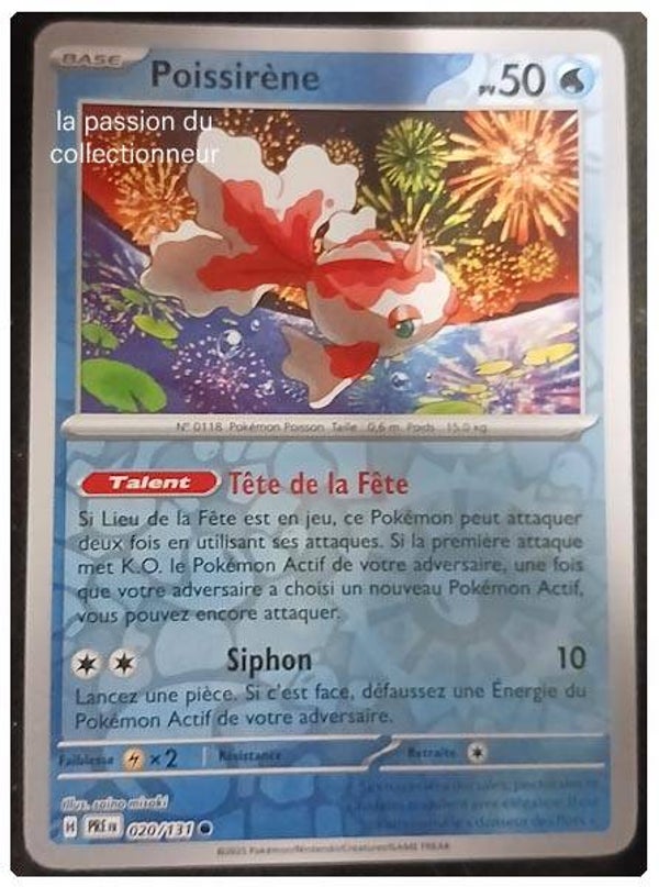 Carte pokémon de Poissiréne 020/131 reverses