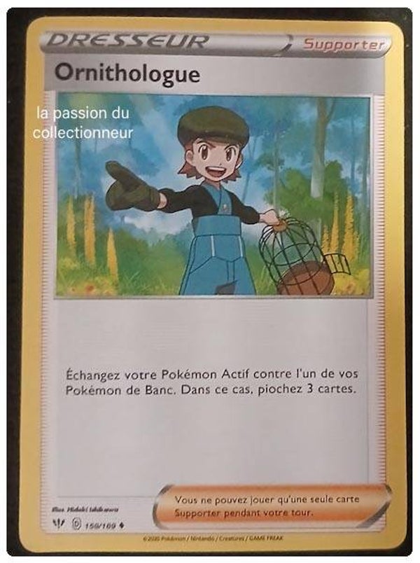 Carte pokémon de l' Ornithologue 159/189 peu commune