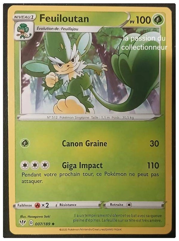 Carte pokémon de Feuiloutan 007/189 peu commune