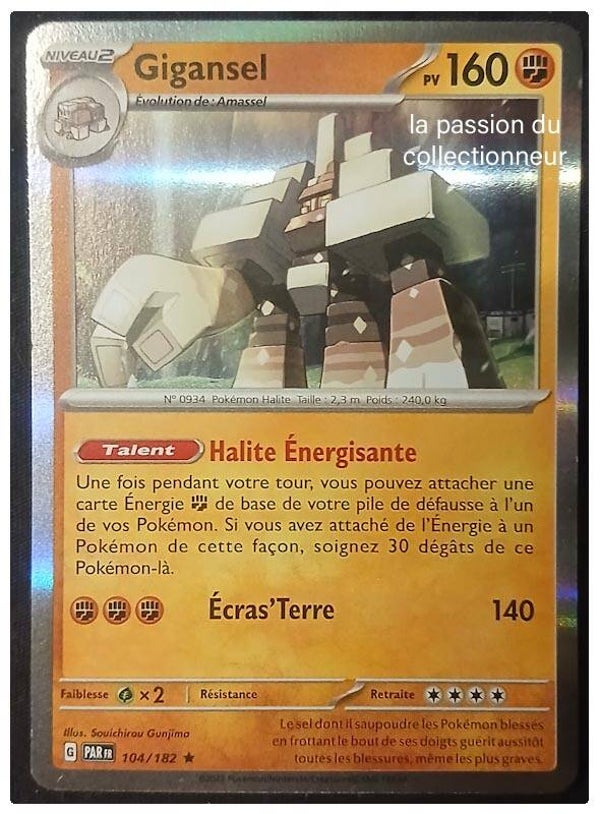 Carte pokémon de Gigansel 104/182 holo