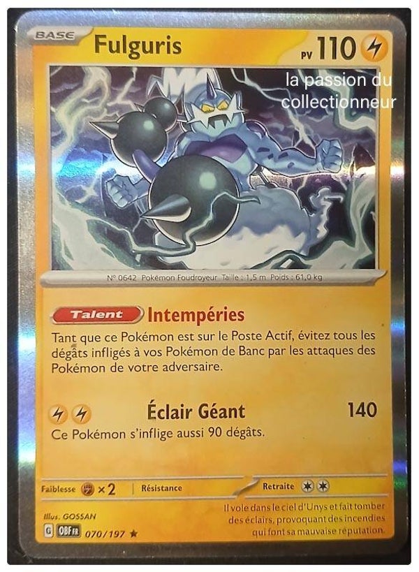 Carte pokémon de Fulguris 070/197 holo