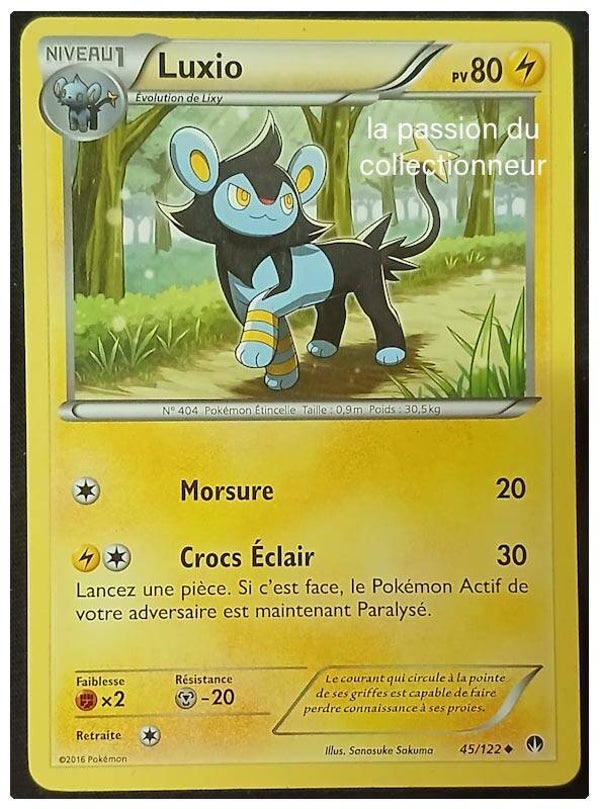 Carte pokémon de Luxio 45/122 peu commune