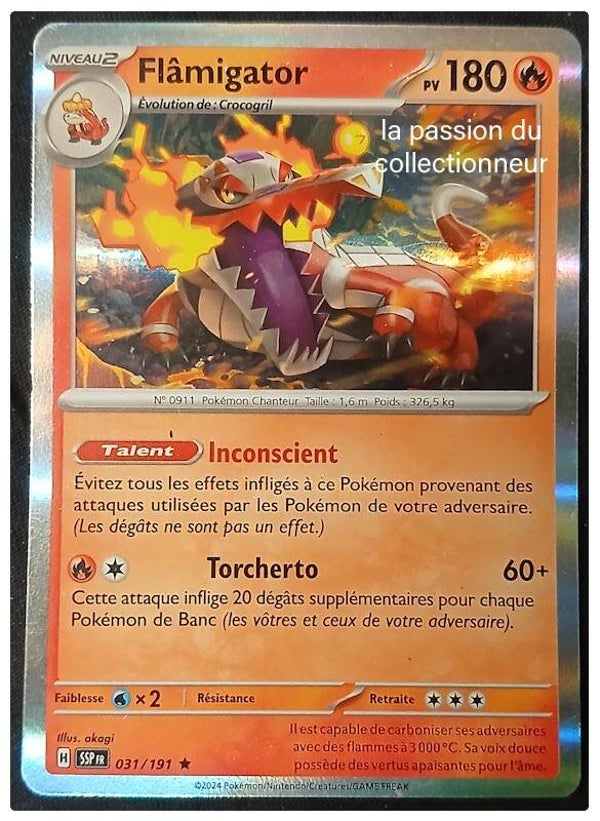 Carte pokémon de Flâmigator 031/191 holo
