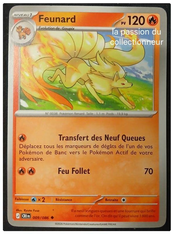 Carte pokémon de Feunard 009/086 peu commune