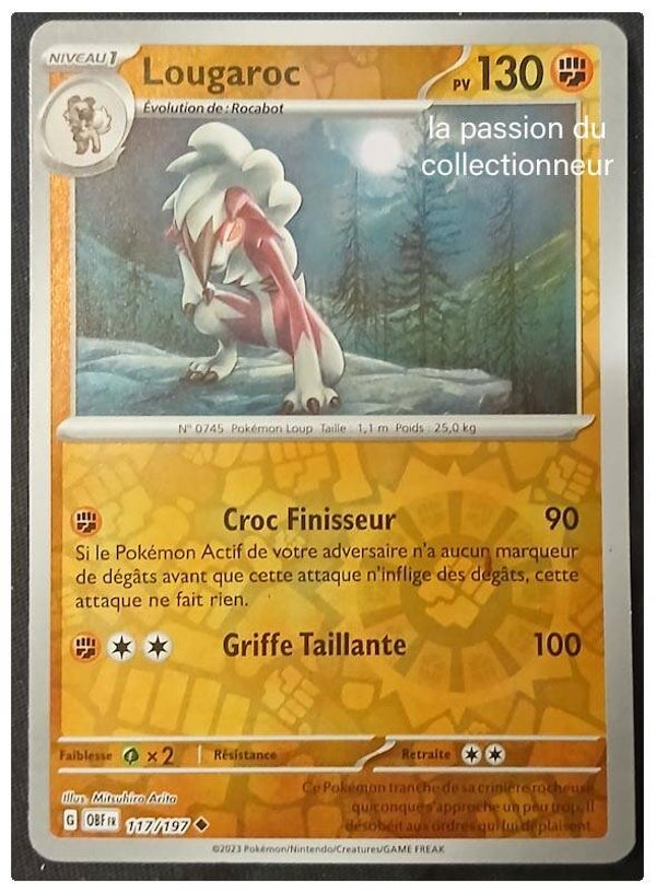 Carte pokémon de Lougaroc 117/197 reverses