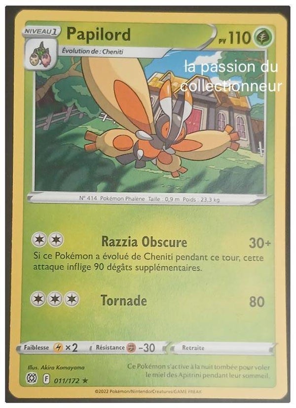 Carte pokémon de Papilord 011/172 rare