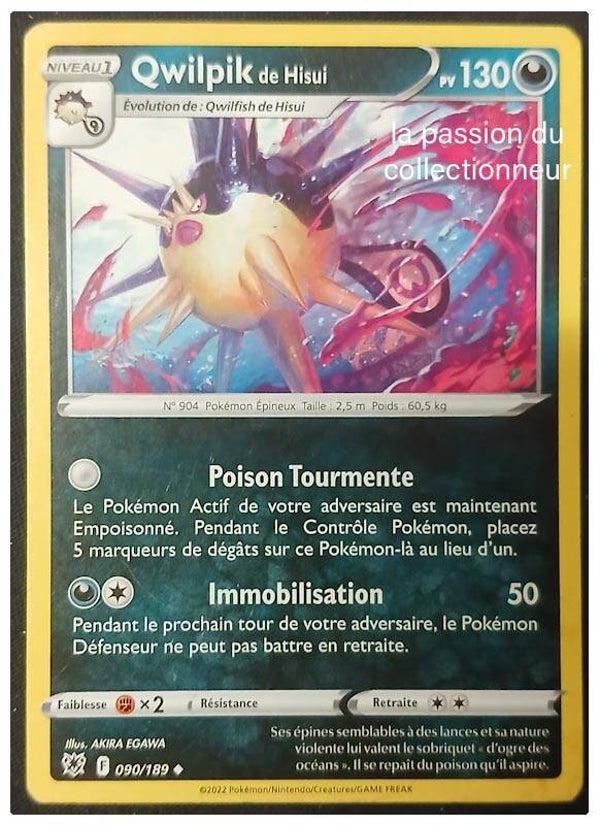 Carte pokémon de Qwilpik 090/189 peu commune