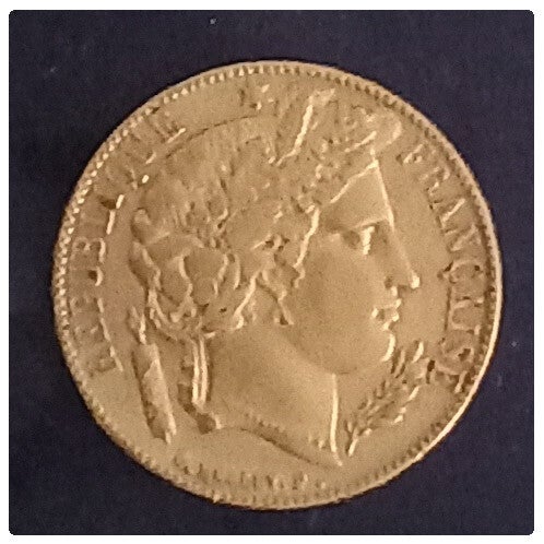 20 franc or céres année 1851A