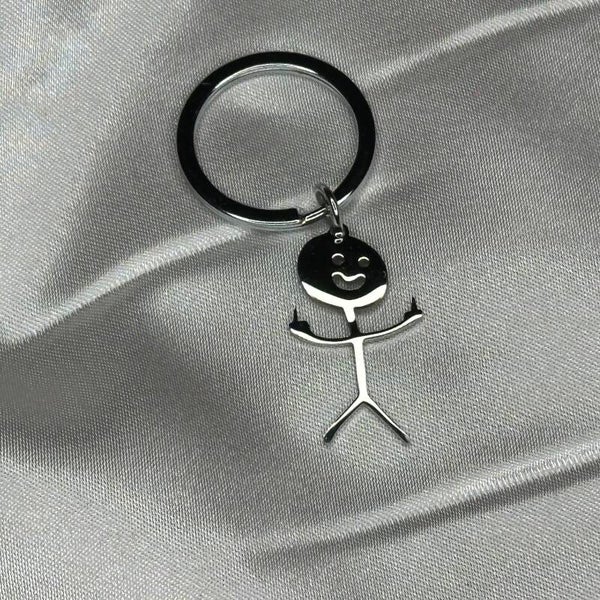 Stinkefinger-Männchen Schlüsselanhänger in silber