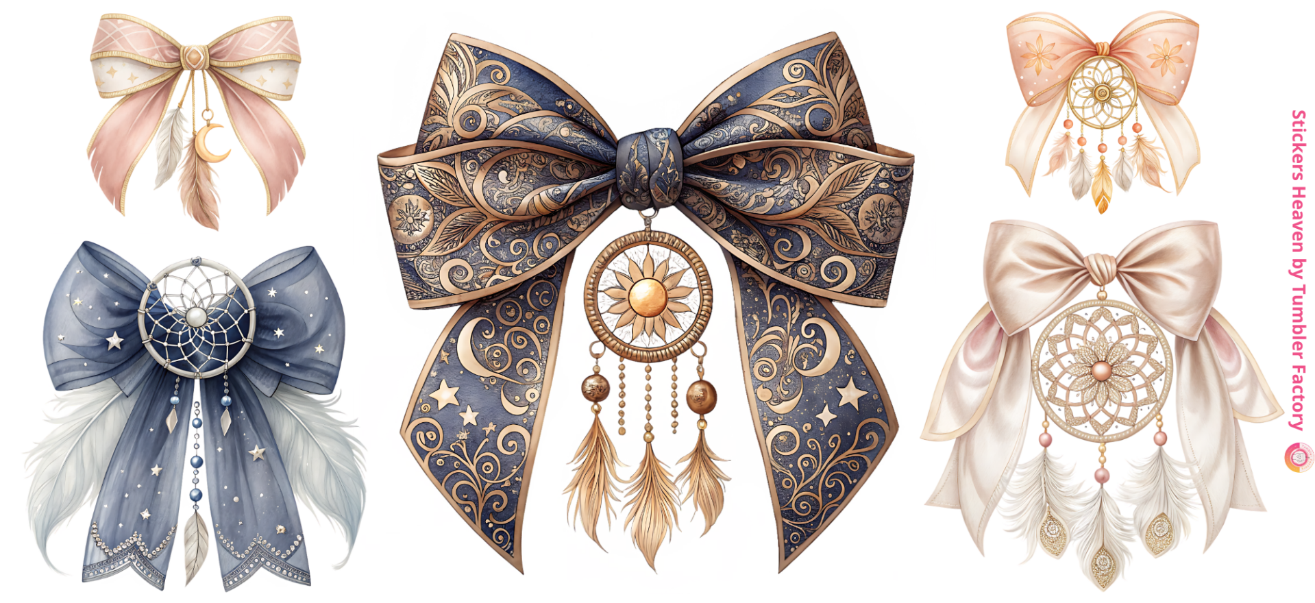 Girly and bows DTF UV Stickers