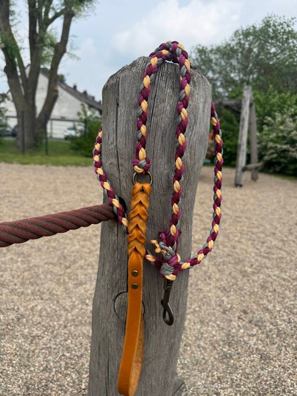 Paracord Hundeleine mit Lederhandschlaufe