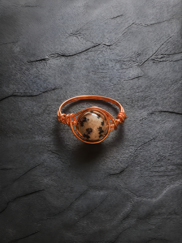 Dalmatian Jasper Wire Wrapped Ring