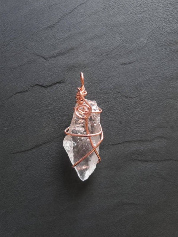 Crystal Fluorite Wire Wrapped Pendant.