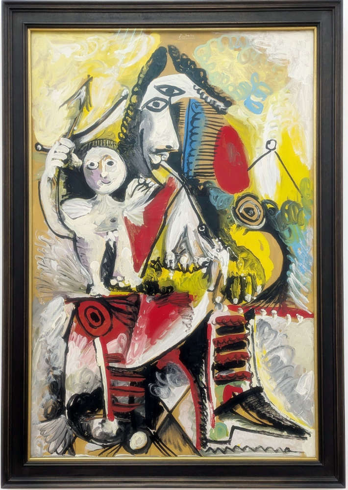 Gemälde von Pablo Picasso, abstrakte Komposition mit kräftigen Farben