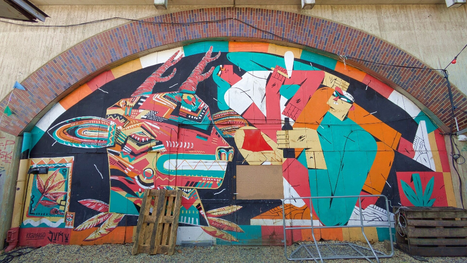 Bunte StreetArt-Sprayer in einem Bogen unter der Bahnstrecke – Ehrenfeld