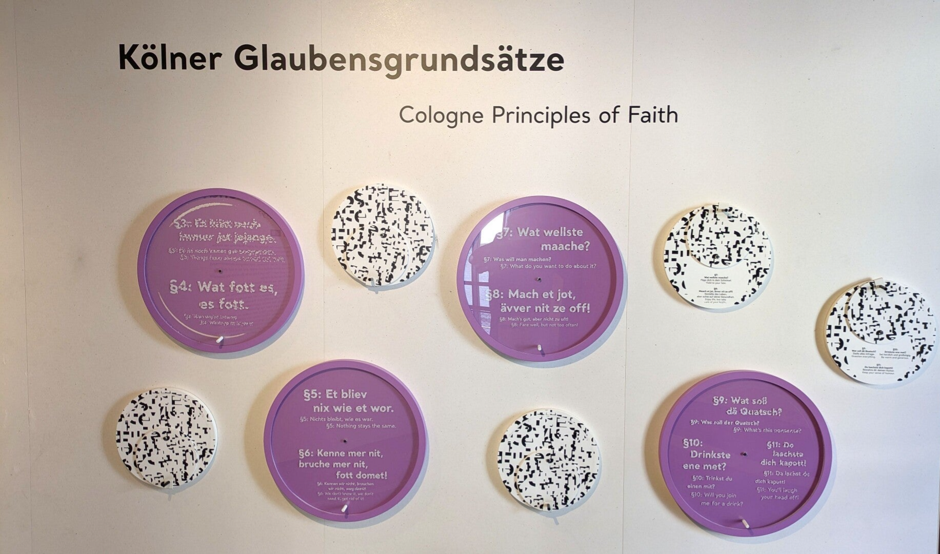 Die zehn Glaubensgrundsätze des kölschen Lebensgefühl im Kölschen Stadtmuseum