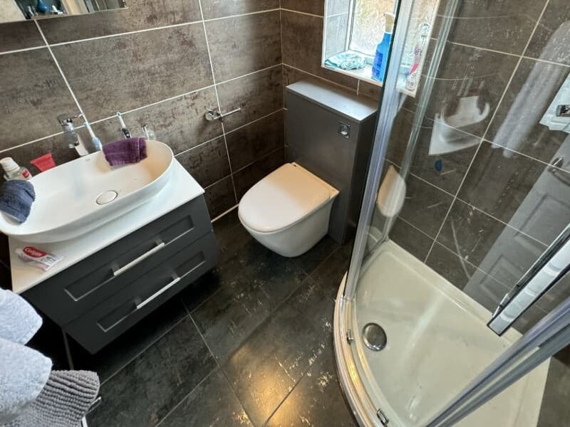 Fully refurbished En-Suite, wall mounted vanity unit & bowl, back to wall toilet & Shower enclosure in Elloughton.