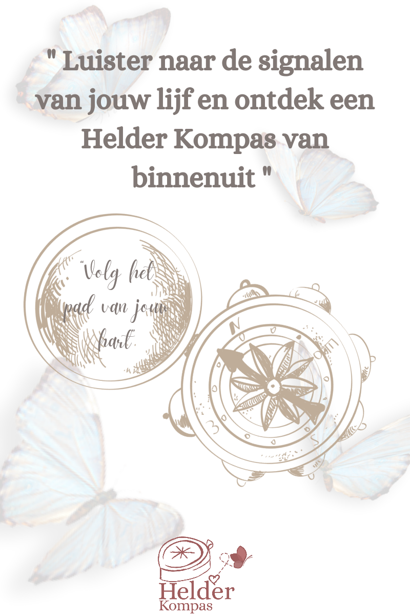 Laat je innerlijke kompas je gids zijn op je reis van zelfontdekking en groei. Afbeelding van een kompas die verwijst naar het volgen van je hart.