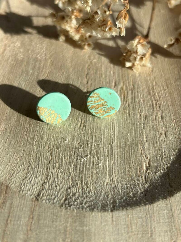 Mint & gold stud