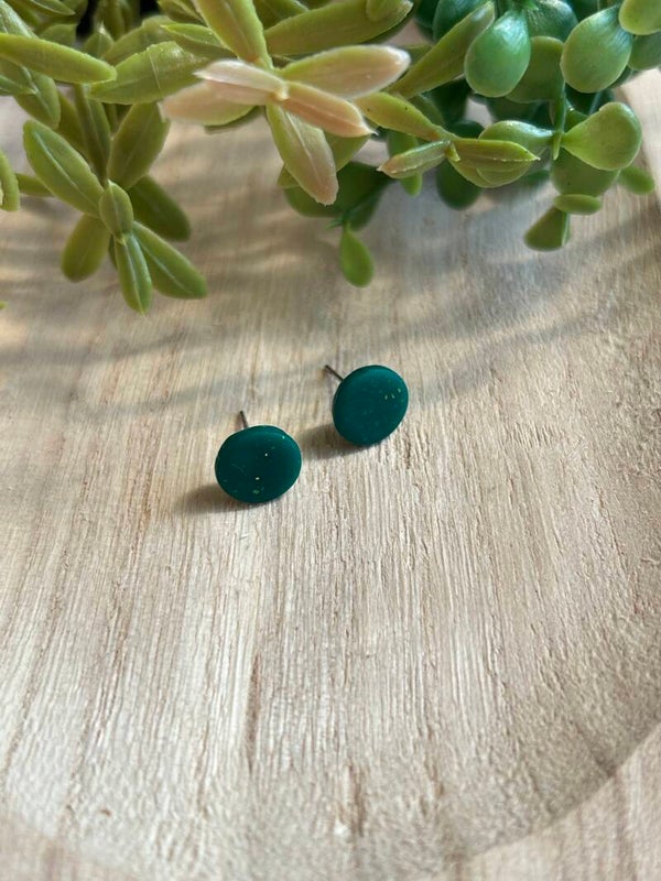 Green & hidden gold mini stud