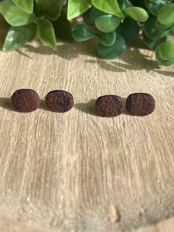 Brown & black rectangle small stud