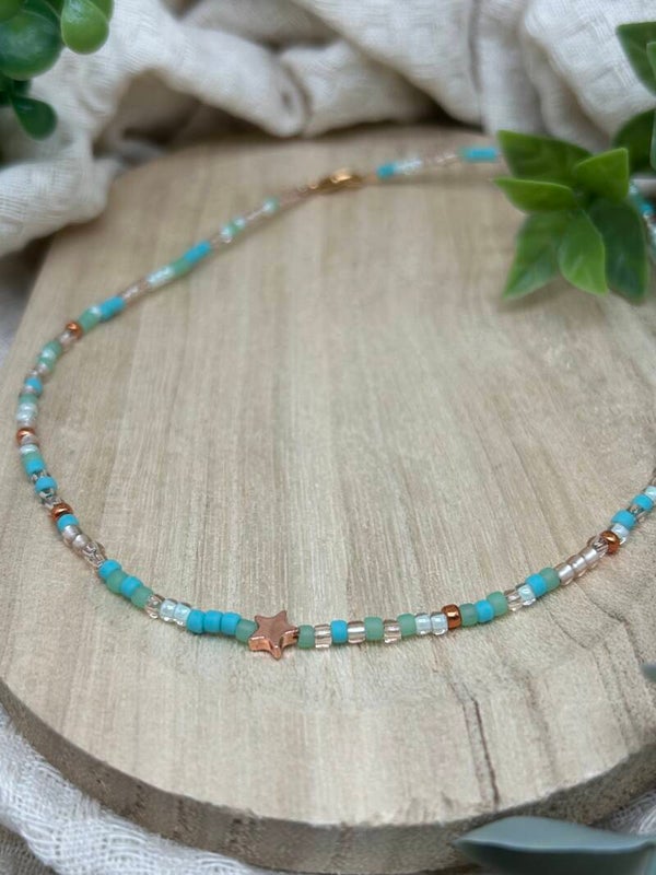 Rosé goud & blauw