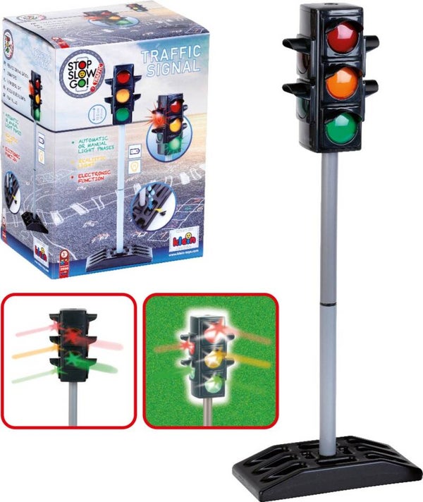 Klein Toys stoplicht - draait op batterijen - incl. lichteffecten - 27x12,5x72,5 cm - zwart