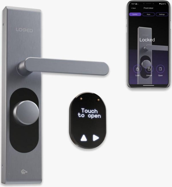 LOQED Touch Smart Lock - Slim Deurslot - Met Smart Home Integratie - Bridge, Cilinder & Codetoegang - Metaal