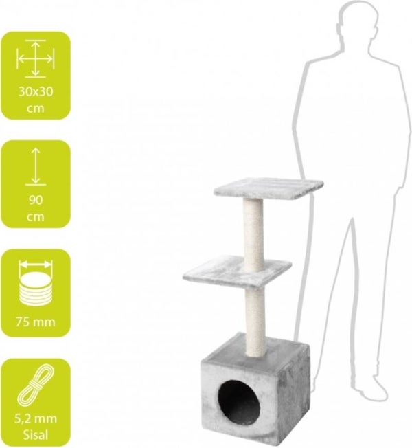 Ebi Classic Palazzo - Krabpaal - Grijs - 30 x 30 x 90 cm