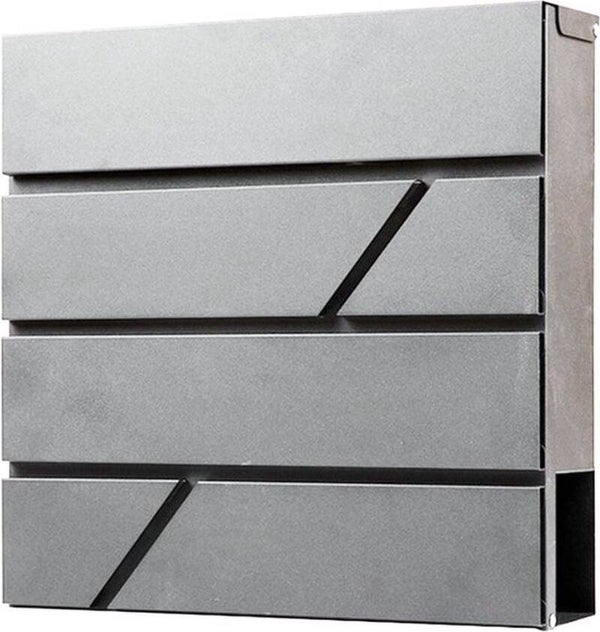 BRASQ Brievenbus Hangend Grijs Deluxe - Wandbrievenbus met Slot en krantenvak - Incl. Montagemateriaal & 2 Sleutels - Postbus - brievenbus - RVS