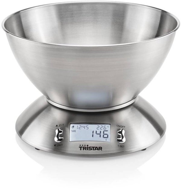 Tristar KW-2436 - Keukenweegschaal Digitaal - Tot 5kg - 2,5 Liter kom - RVS