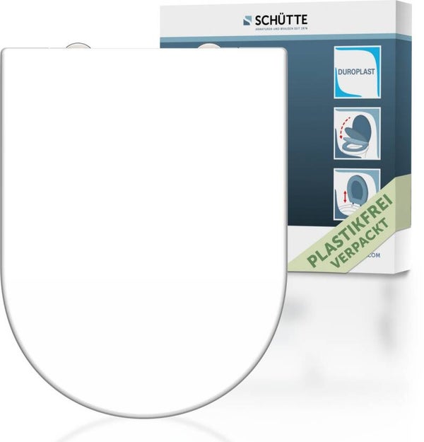 SCHÜTTE WC-Bril 82910 D-SHAPE WHITE - Duroplast - D-vorm - Soft Close - Afklikbaar - RVS-Scharnieren - Belastbaar tot 175 kg - Gelakt - Wit