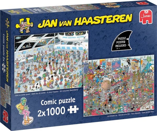 Jan van Haasteren - Geef ons de ruimte & Net als in de film - 2x1000 stukjes puzzel - Legpuzzel volwassenen