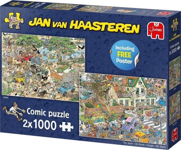 Jan van Haasteren - Safari & Storm - 2-in-1 puzzel - 2 x 1000 stukjes puzzel - Legpuzzel