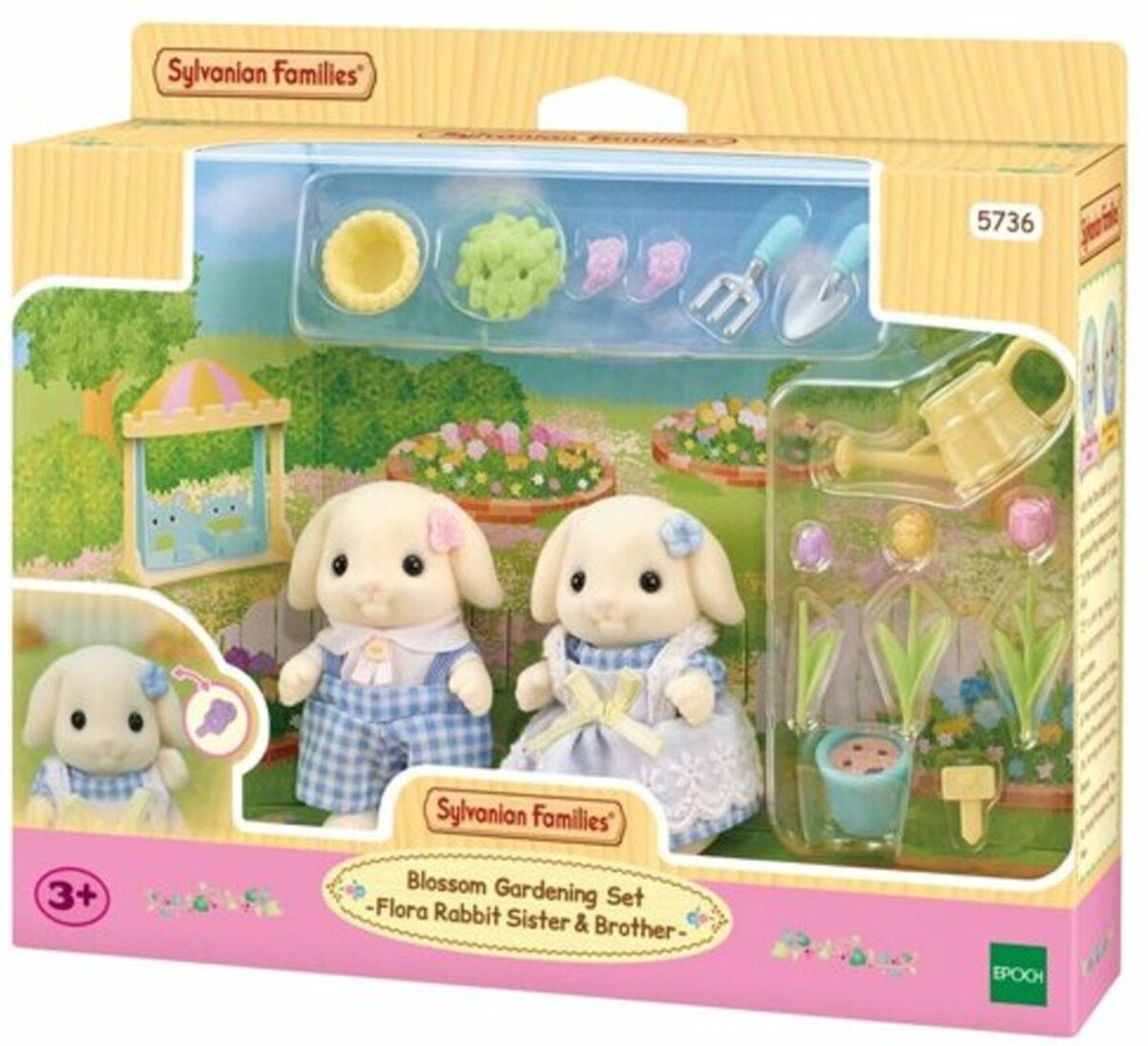 Sylvanian Families 5736 Tuinierenset Bloemen Hangoorkonijn Broer& Zus- 2 fluweelzachte speelfiguren