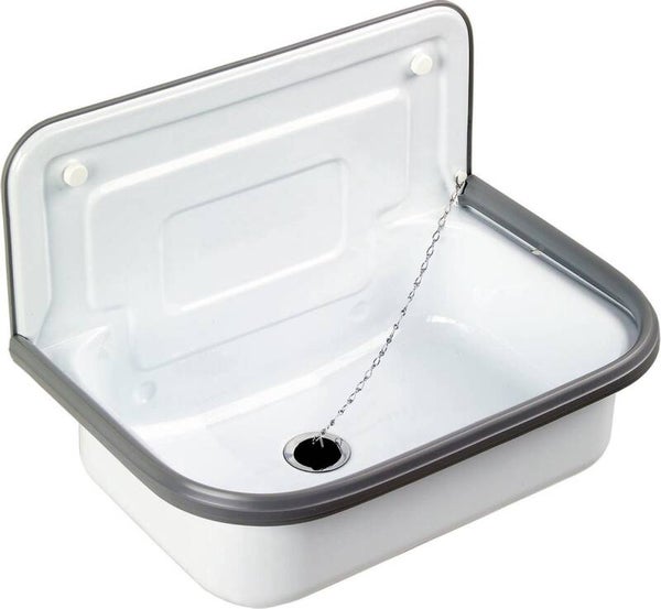 Uitstortgootsteen Differnz 50x33cm met Afvoerstop Wit