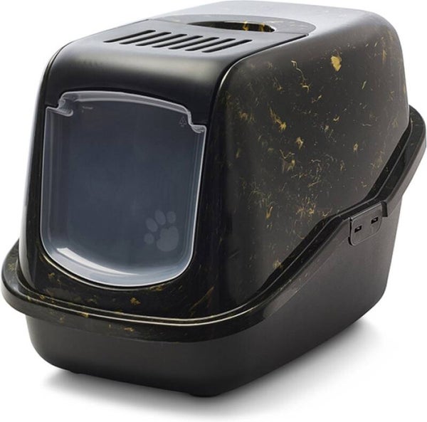 Savic kattenbak nestor marble zwart / goud