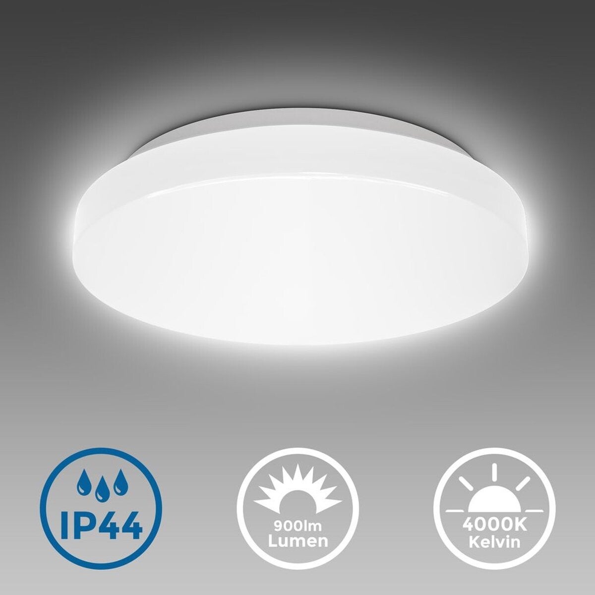 B.K.LICHT- LED Badkamerverlichting - witte plafonniere - badkamerlamp - IP44 - 4.000K - 900Lm - 10W - Ø22cm