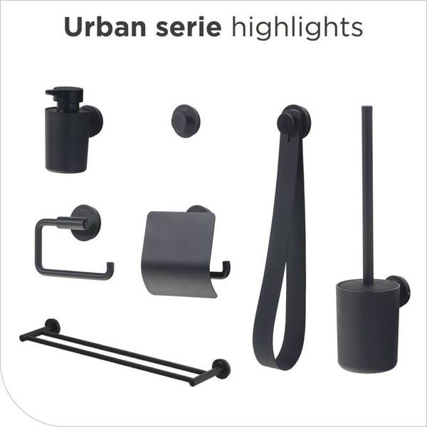 Tiger Urban - Toiletrolhouder zonder klep (1x) - inclusief Handdoekhaak klein (1x) - Zwart