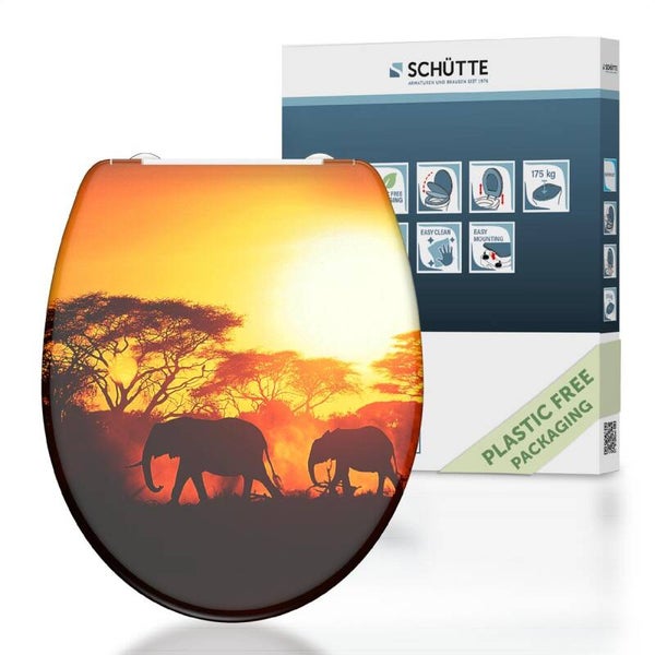 SCHÜTTE WC-Bril 82360 AFRICA - Duroplast - Soft Close - Afklikbaar - RVS-Scharnieren - Belastbaar tot 175 kg - Decor - 3-zijdige Print