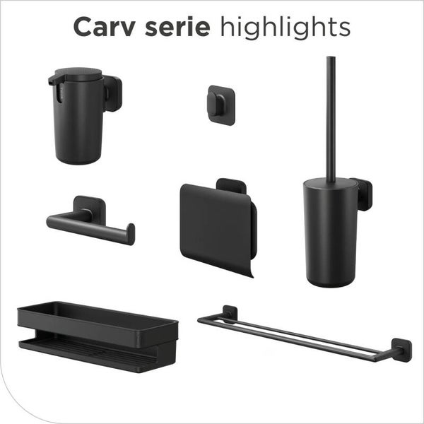 Tiger Carv - Wc rolhouder met klep - Toiletrolhouder - Zonder boren - Boren of lijmen - Zwart