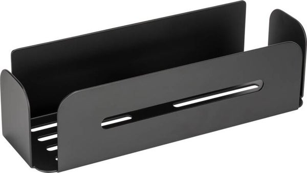 WENKO Turbo-Loc Doucherek Bivio zwart mat aluminium 30x10cm - Badrek - Douchemand - Bevestigen zonder boren - Zelfklevend